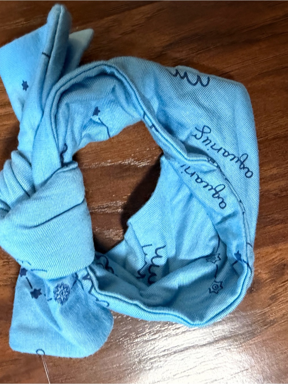 Blue Aquarius Printed Bamboo Knot Headband for Babies
